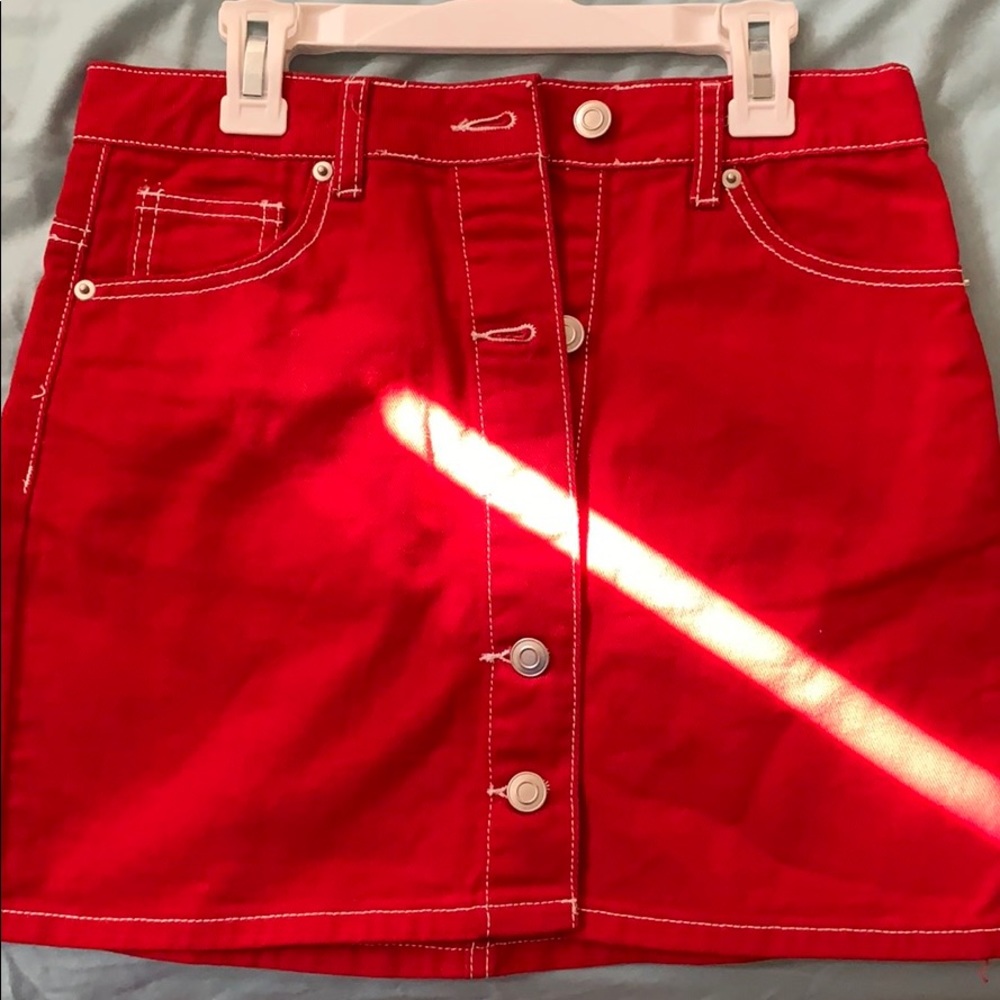 Red jean skirt